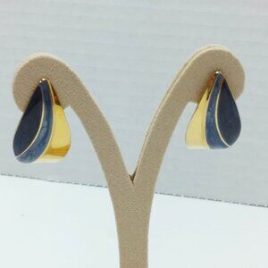 5/$25 Vintage 80's 90's Drop Pieces earrings Blue Gold tone Boho Style